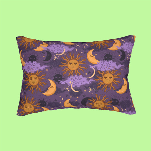 Purple Sun and Moon Whimsigoth Lumbar Pillow