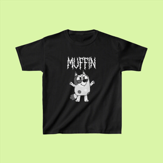 Black Metal Muffin Bluey Kids Heavy Cotton™ Tee