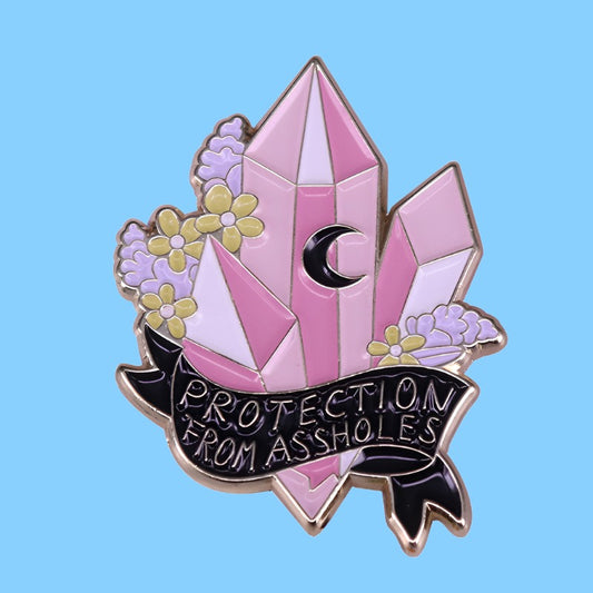 Protection from Assholes Crystal Moon Pin