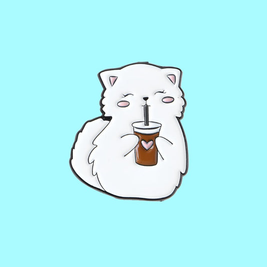 Cat Drinking Coffee/Tea Pin
