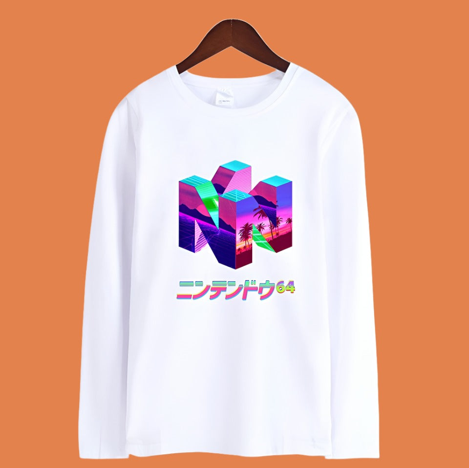 Japanese Chill Nintendo 64 Logo Long-Sleeved Shirt (Four Colors)