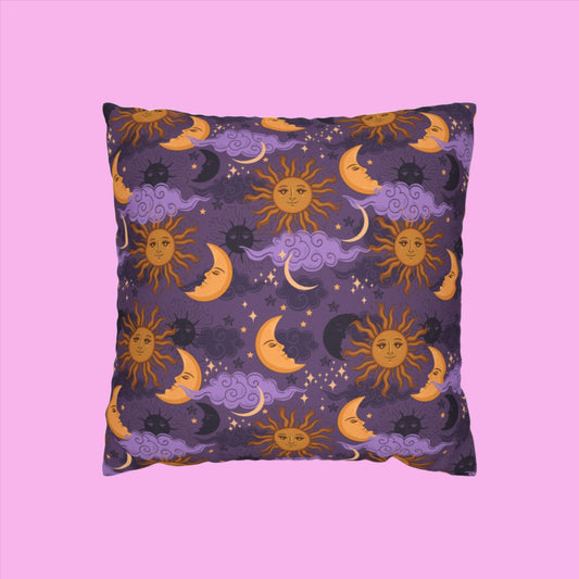 Purple Sun and Moon Whimsigoth Square Pillowcase