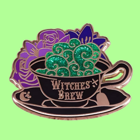 Witches' Brew Glittering Bubbling Tea Pin