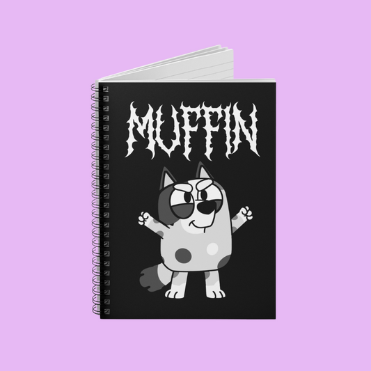 Black Metal Muffin Bluey Spiral Notebook - Ruled Line