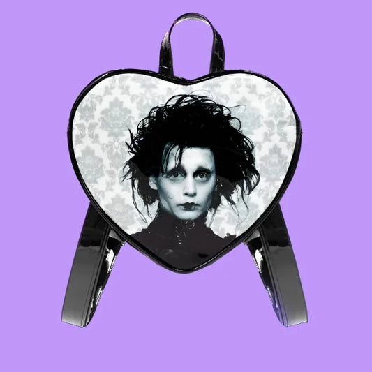 Edward Scissorhands Heart Vinyl Backpack Purse