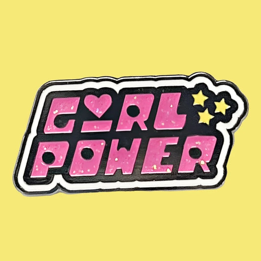"Girl Power" Powerpuff Girls Pink Glitter Enamel Pin