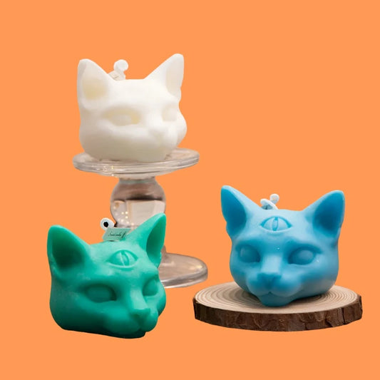 Three Eye Cat Pastel Colors Scented Soy Wax Candles