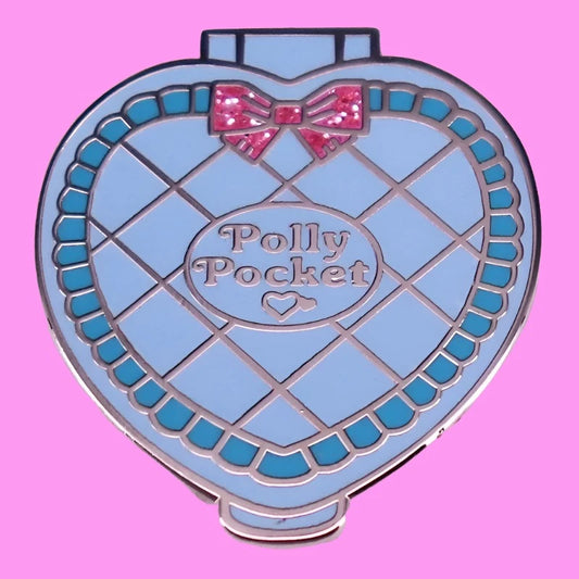 Blue Polly Pocket Sparkling Glitter Heart Pin