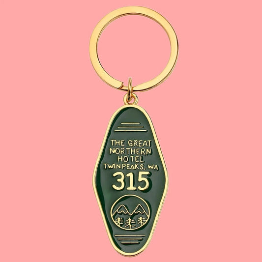 Twin Peaks The Great Northern Hotel Enamel and Gold Metal Vintage Hotel Keychain