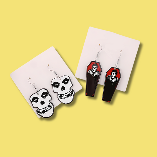 Misfits Fiend Skull & Crimson Ghost Coffin Earrings (2 Styles)