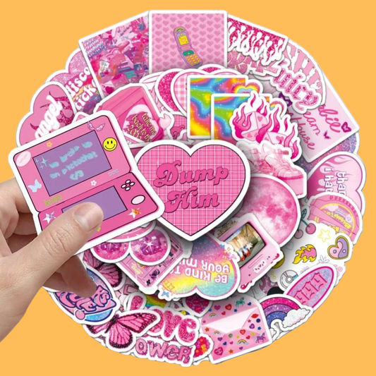 10 or 50 Pieces Y2K Style Pink Sticker Packs