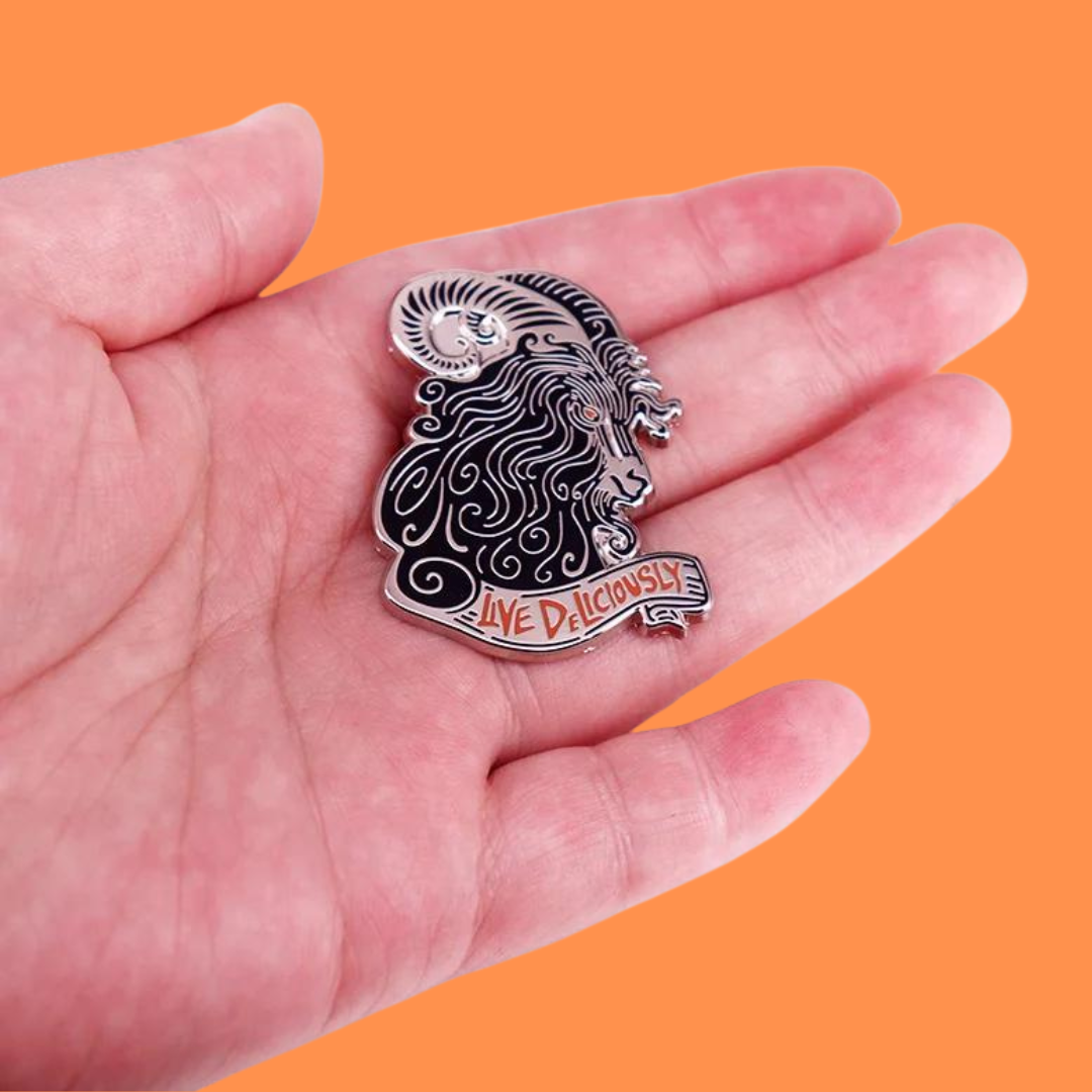 The VVitch "Live Deliciously" Black Phillip Enamel Pin