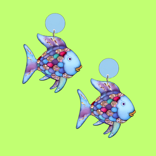 Rainbow Fish Acrylic Holographic 3D Earrings