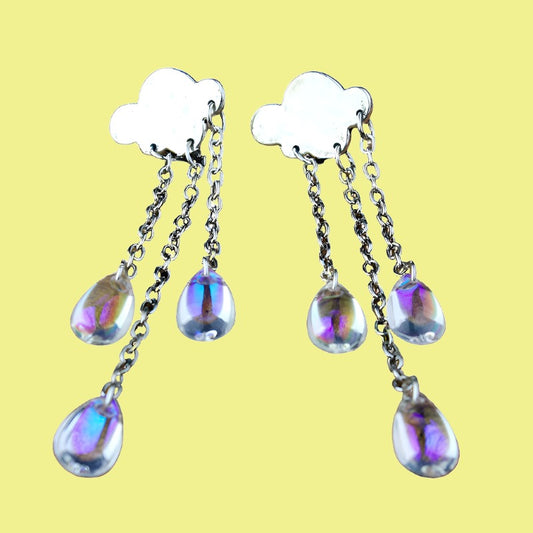 Clouds & Crystal Raindrops Earrings