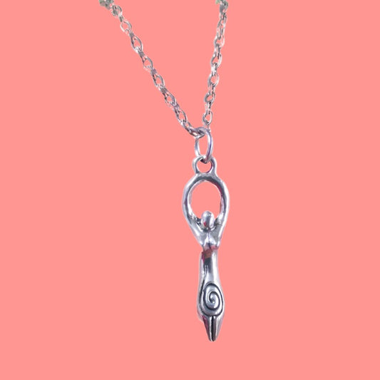 Silver Goddess Necklace With Pendant and Chain